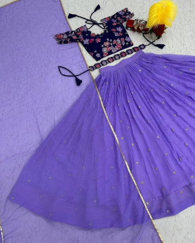Embroidered Georgette Lehenga Choli with Dupatta
