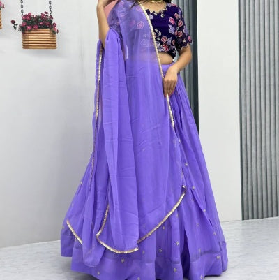 Embroidered Georgette Lehenga Choli with Dupatta