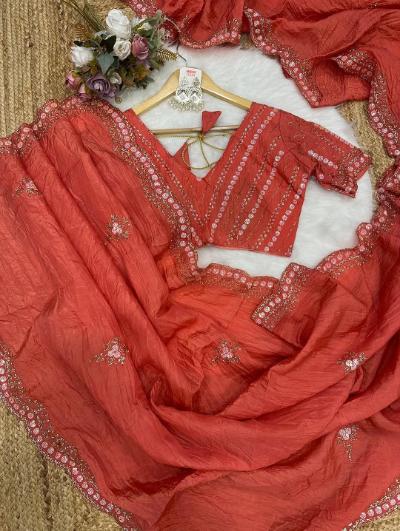 Gold Crush Saree with Colorful Sequins Embroidery