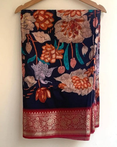 Penkalamkari Dola Silk Saree with Pichwai Design