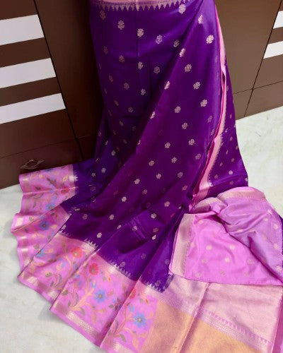 Banarasi Dupion Soft Silk Saree with Minakari Border and Jacquard Blouse